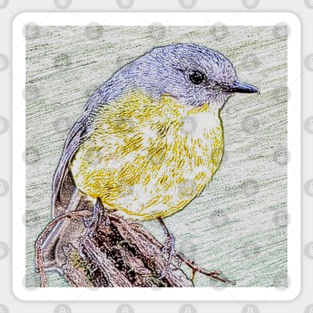 Eastern Yellow Robin Sticker by Glenn Landas Digital Art